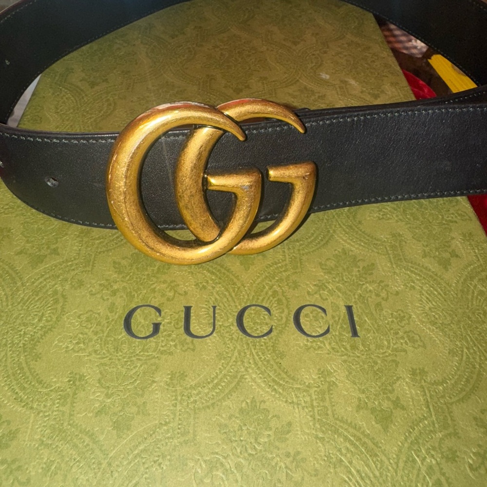 Gucci Black and Gold Men's Belt
